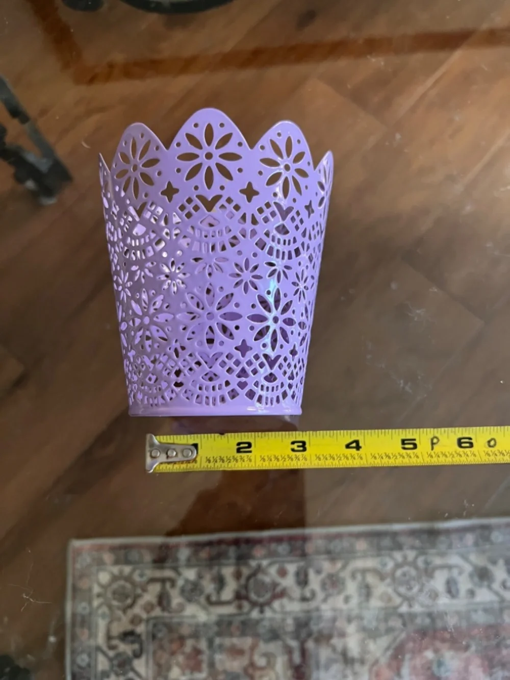IKEA Tin Punched/Cut-Out Lantern Scallop Rim Purple Metal vase/plant holder
